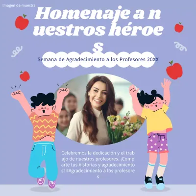 Encantador anuncio lila y blanco en agradecimiento por el Día del Profesor