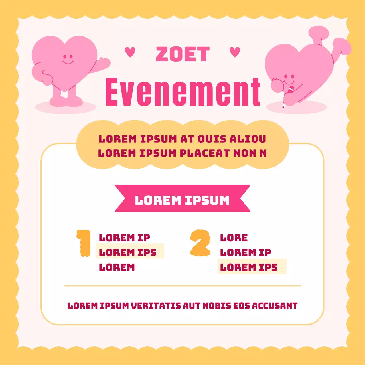 Een mooie Valentijnsadvertentie in roze en lichtblauw