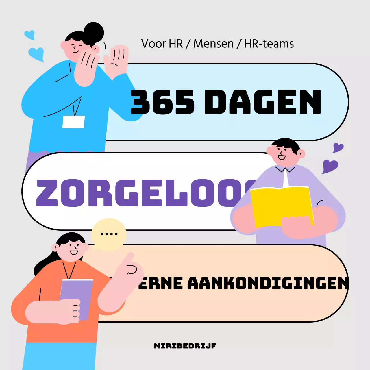 Een grijze en regenboog HR aankondiging