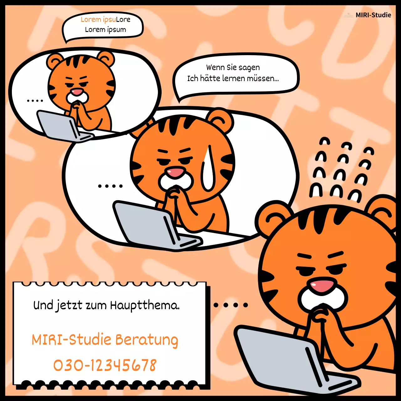 Förderung der Studienberatung im Stil eines orangefarbenen Gags