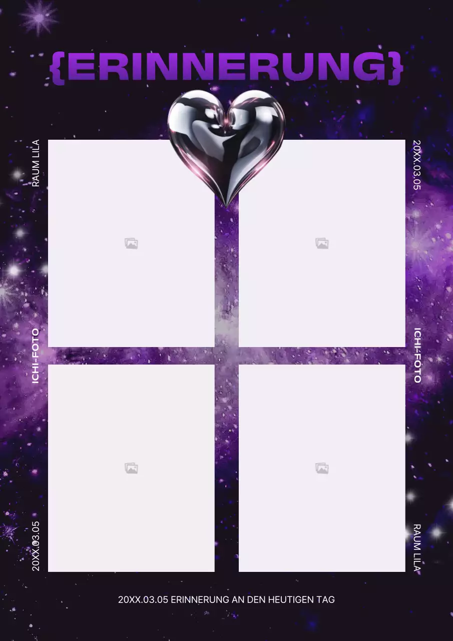 Stellen Sie ein Foto von einem Sci-Fi-Weltraum-Vierteiler in Lila und Schwarz ein.