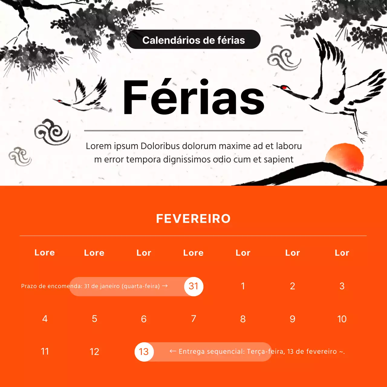 Um guia para os calendários de expedição dos feriados tradicionais laranja e branco