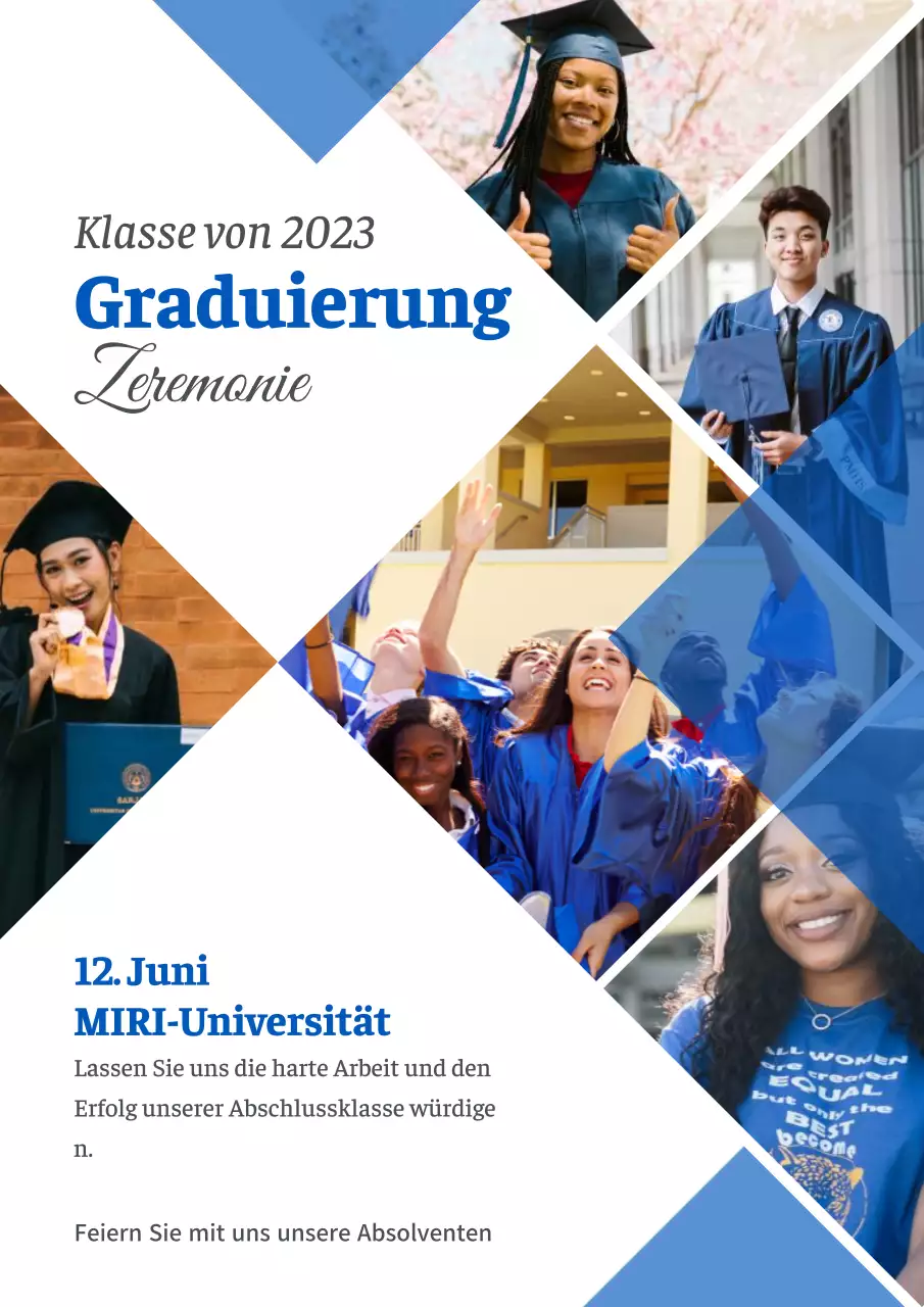 Förderung einer blauen, modernen Universität und Begrüßung der Studienanfänger mit Studentenfotos