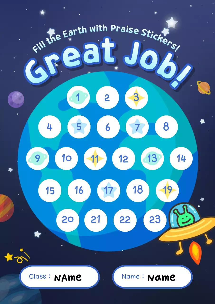 Blue Playful Reward Chart Planner Poster