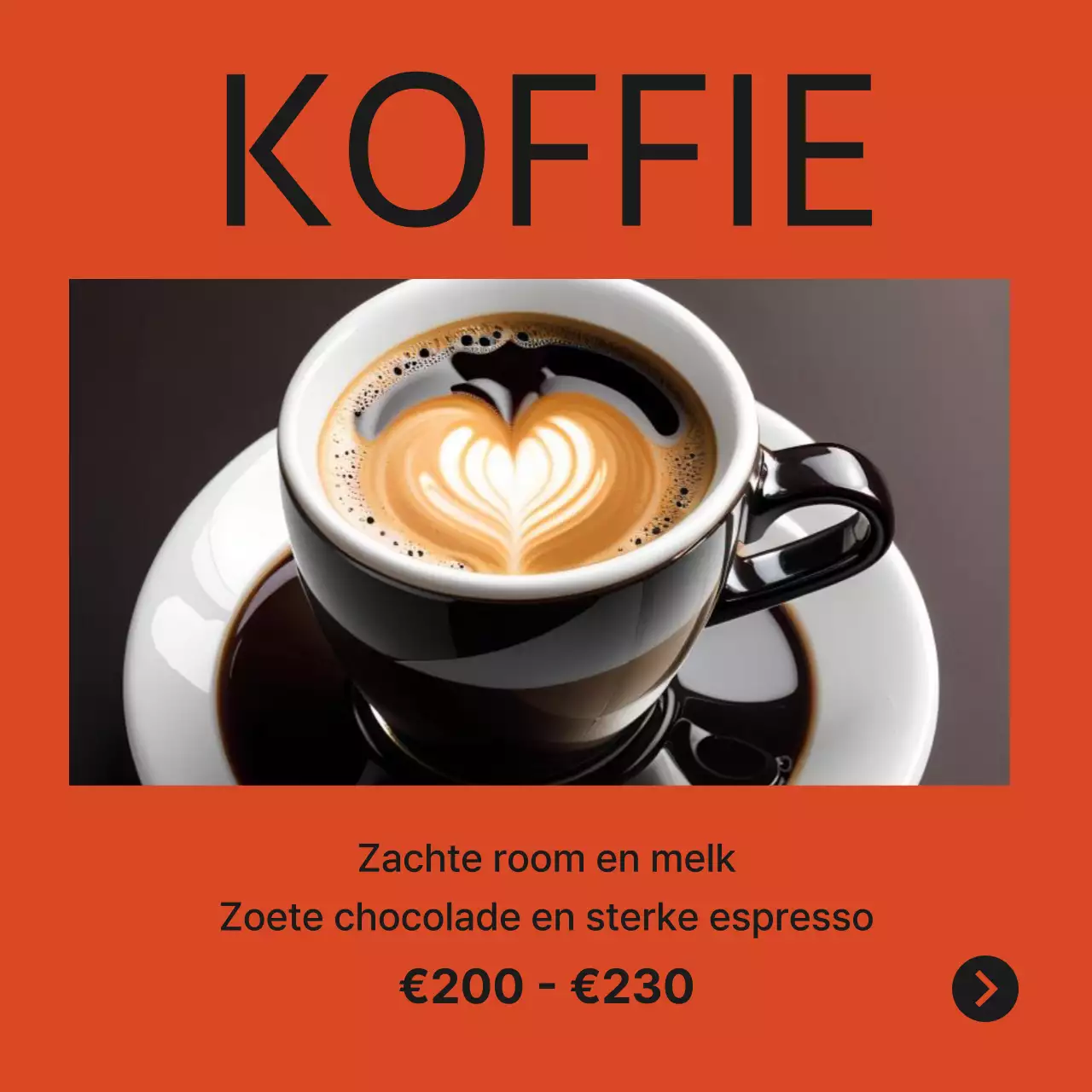 Promoot een eenvoudige groene en oranje caféaankondiging