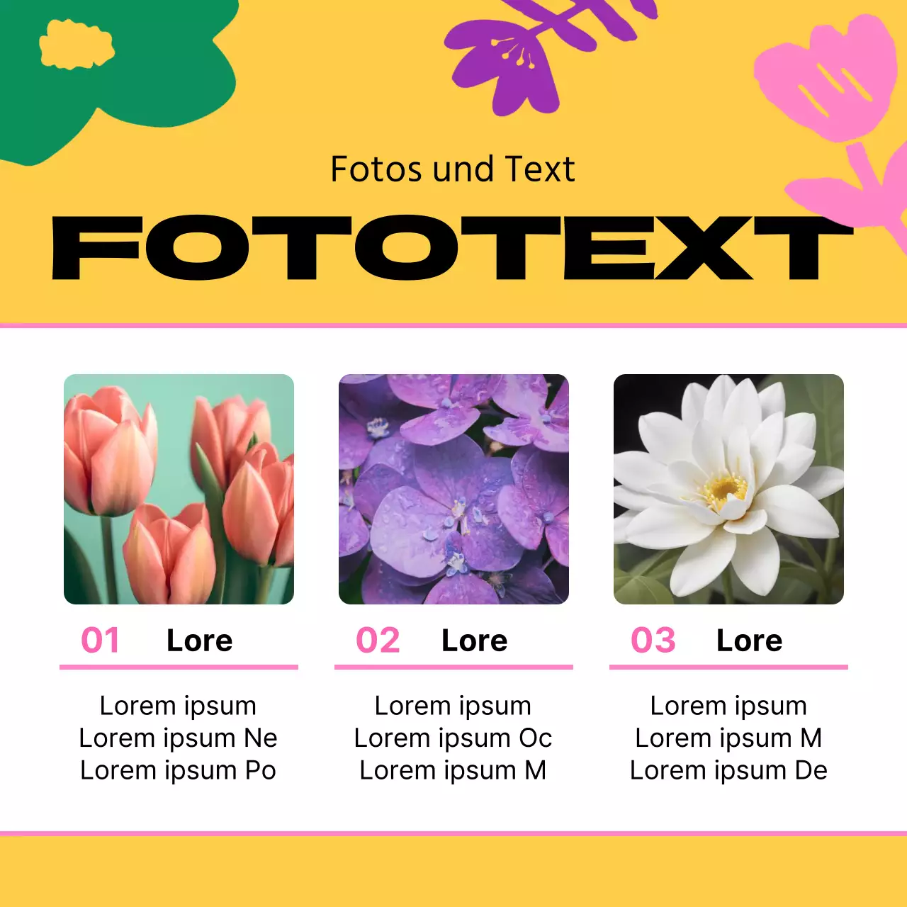 Ein Leitfaden für schöne Frühlingsblumen in Gelb und Rosa
