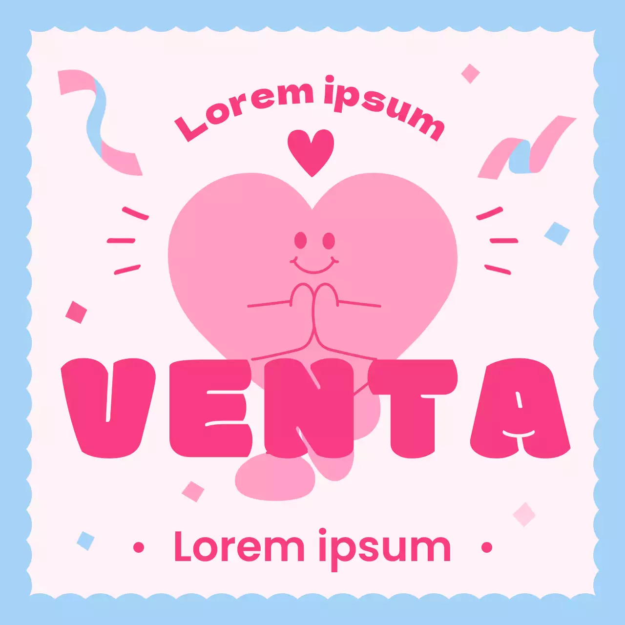 Un bonito anuncio de San Valentín en rosa y azul claro