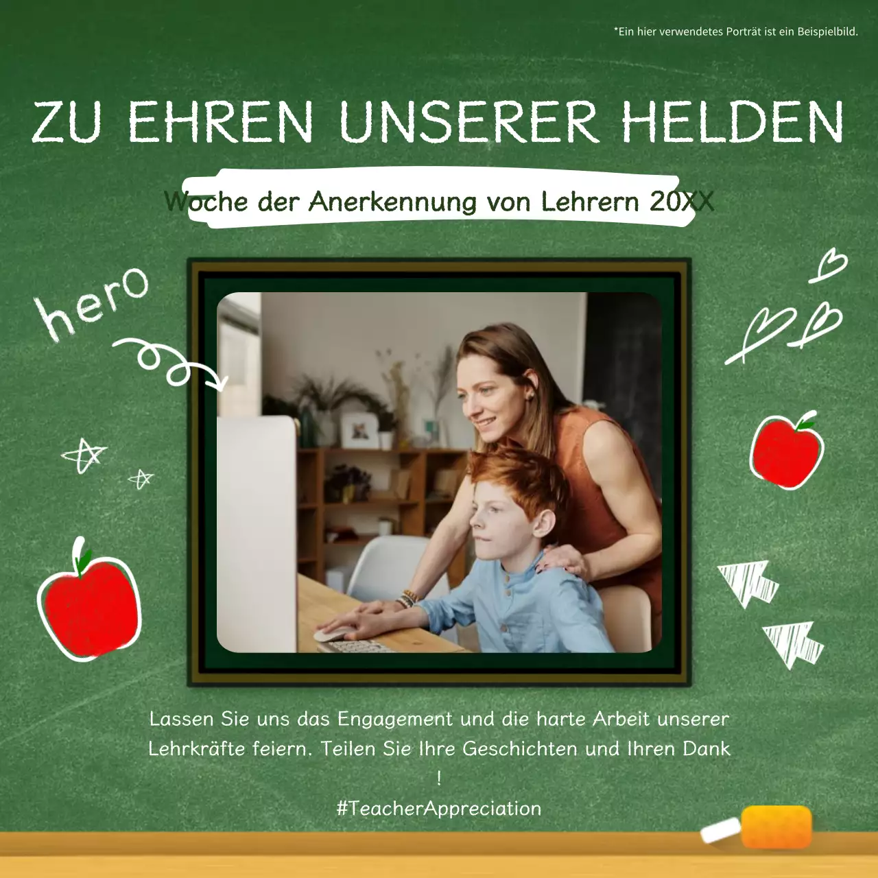 Grün und Rot Charmante Werbung für den Tag der Lehrer