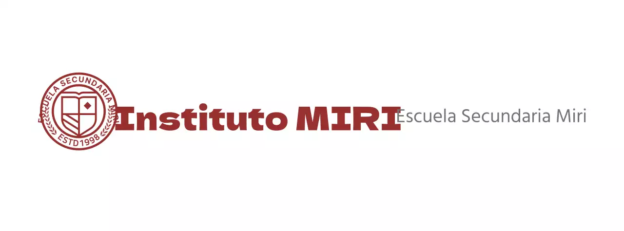 Logotipo del instituto en forma de símbolo educativo circular en burdeos