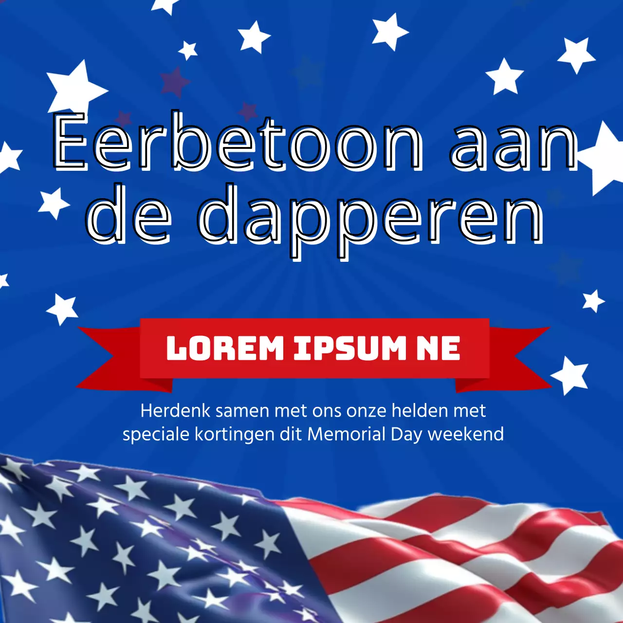 Blauw en rood Charmant Memorial Day Uitverkoopadvertentie