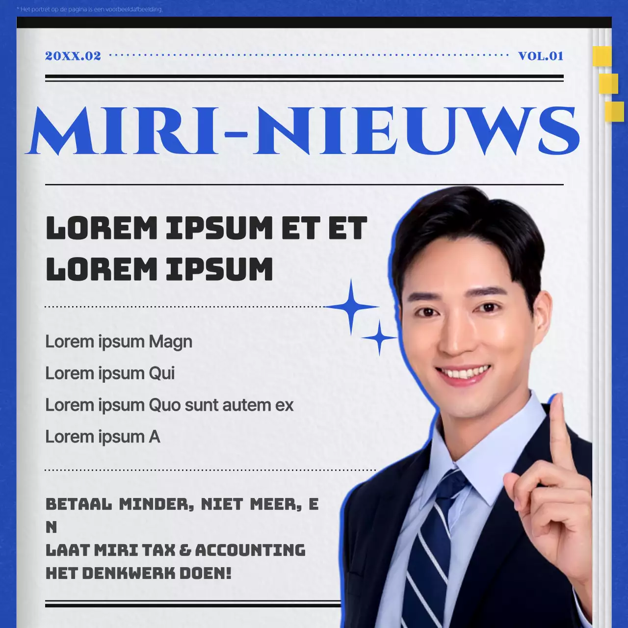 Een eenvoudig blauw en zwart accountantskantoor promoten