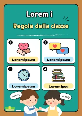 Annuncio del regolamento dell'accogliente classe di scuola primaria di Mint and Brown