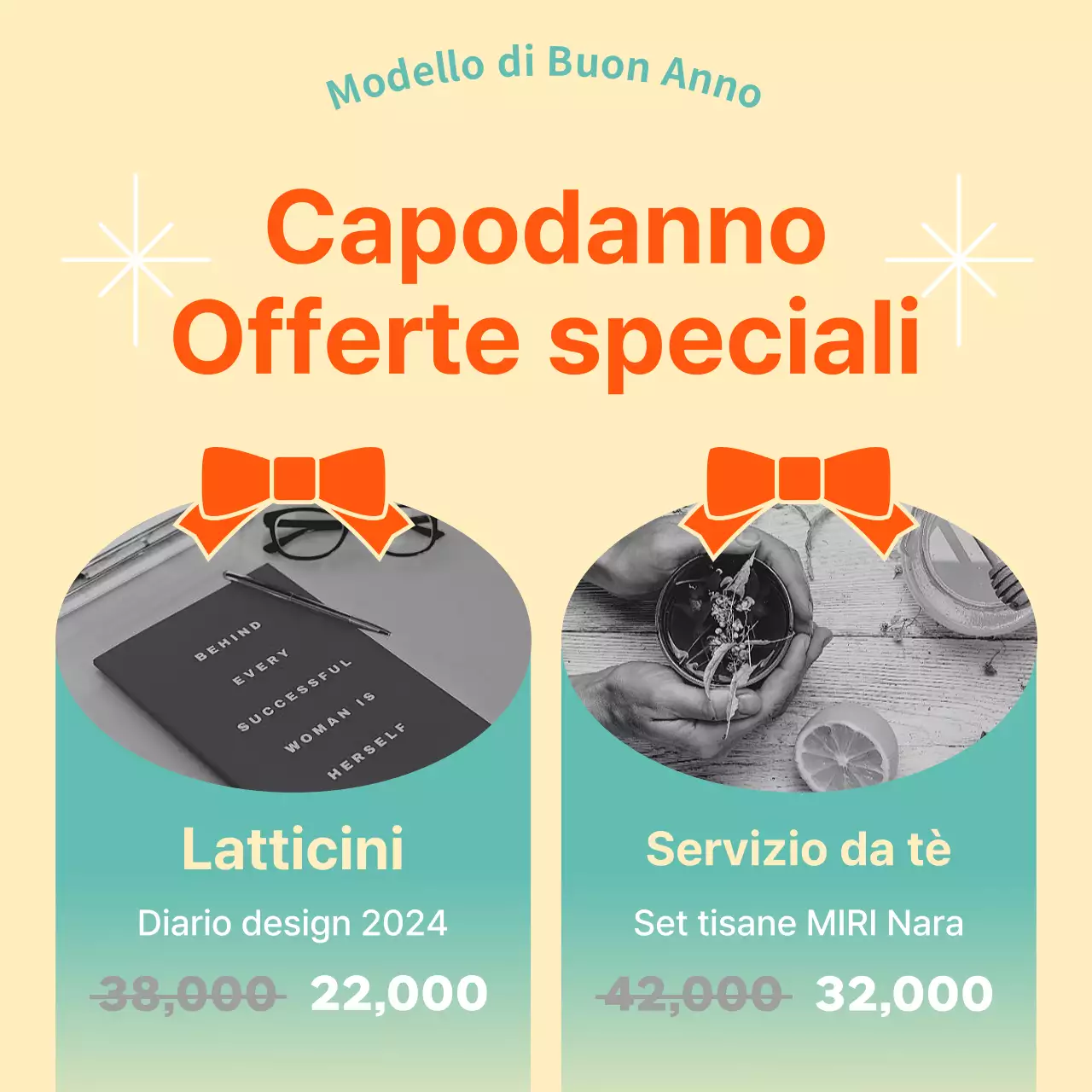 Promuovere un modello di vacanza orientale in arancione e menta