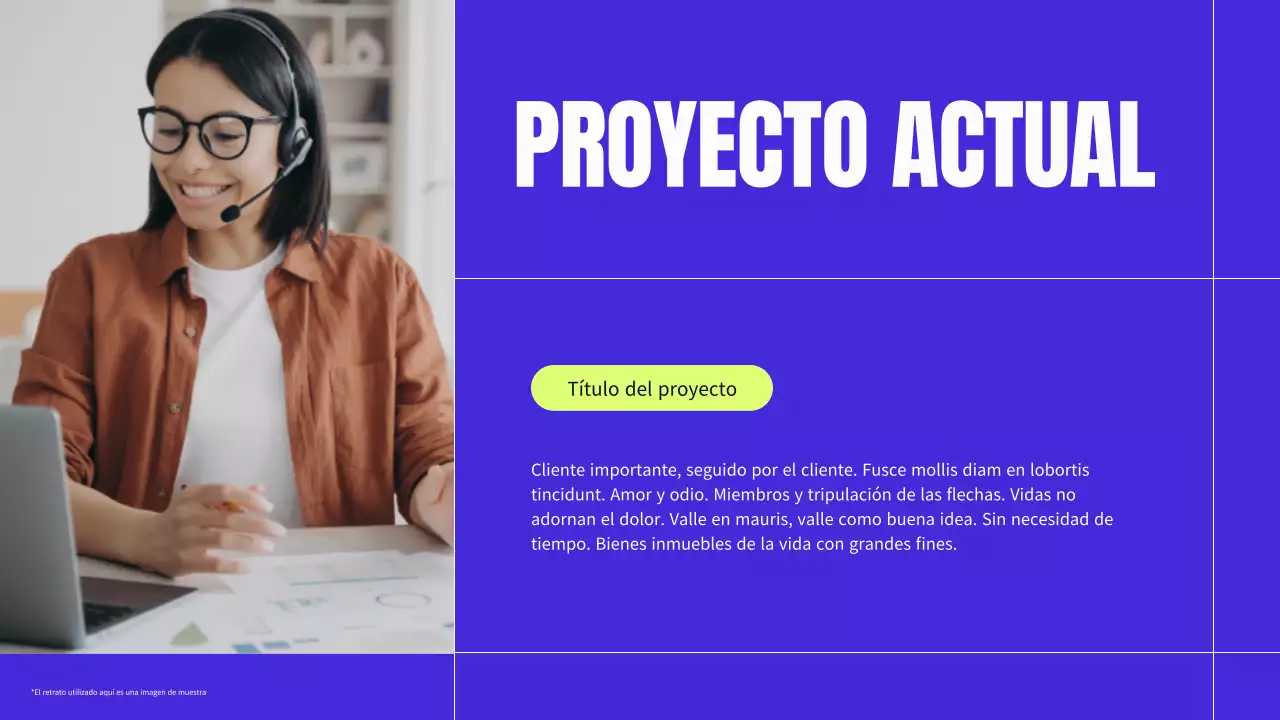 Material de perfil empresarial moderno en azul y neón