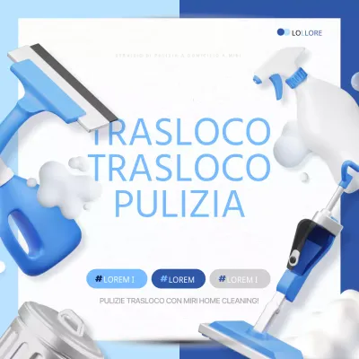 Promuovere una semplice pulizia del trasloco in azzurro e blu