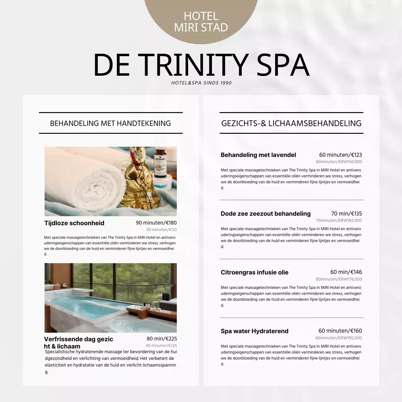 Promoot luxe spa prijzen in grijs en wit