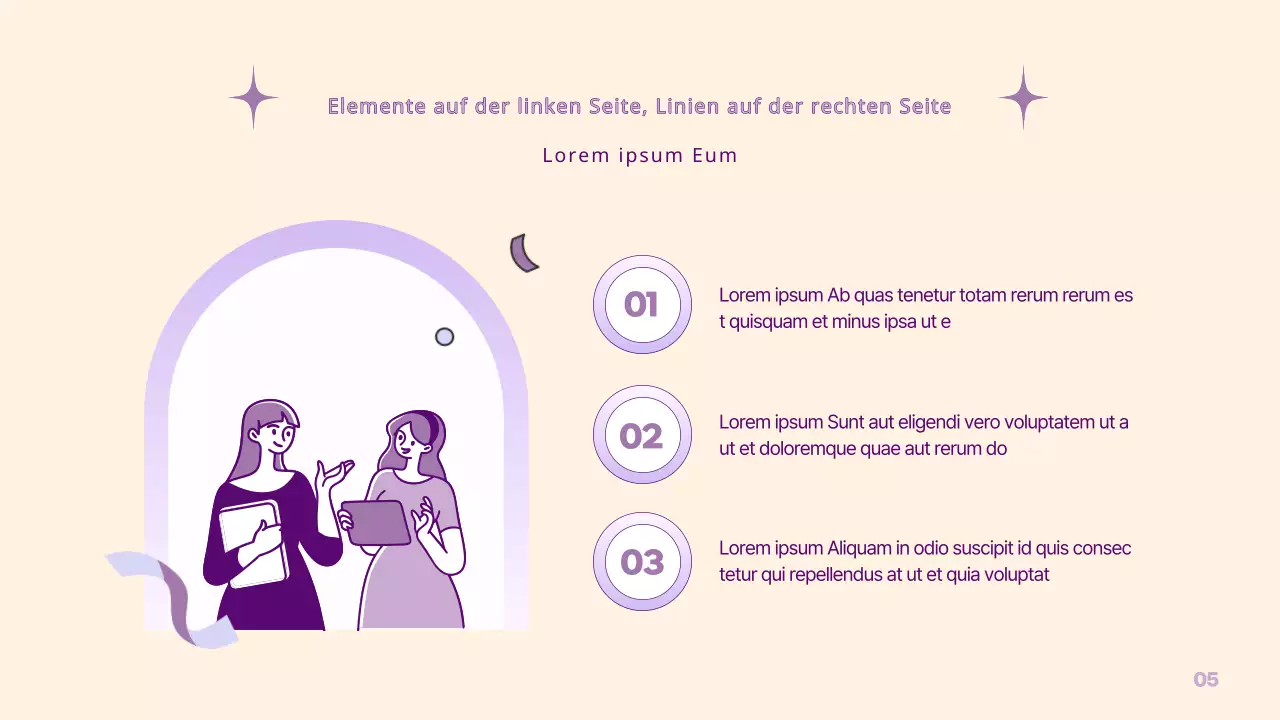 Eine einfache PM-Präsentation in Gelb und Lila