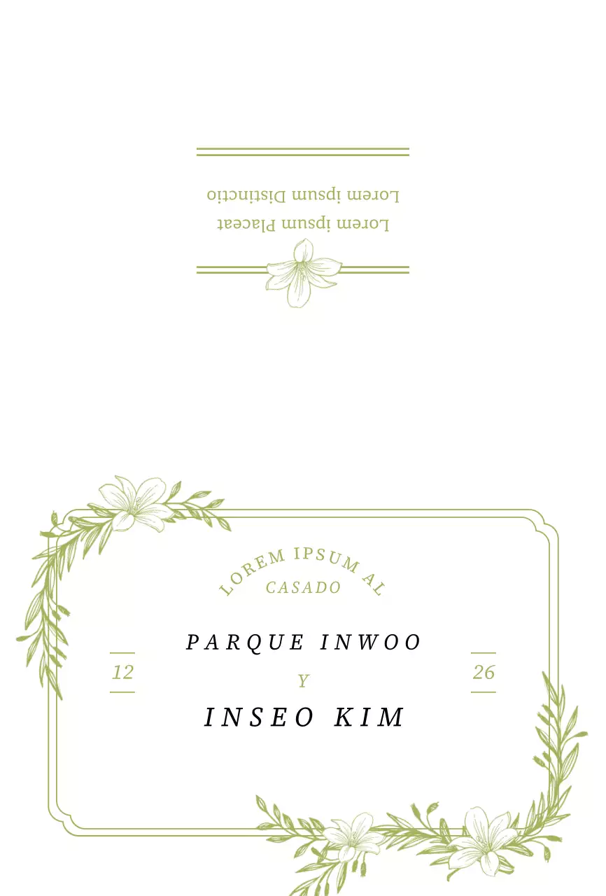 Elegante invitación con ilustración de planta verde y marco