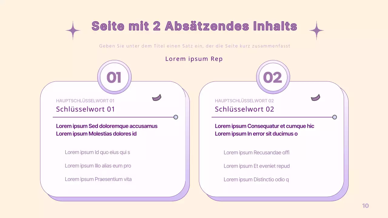 Eine einfache PM-Präsentation in Gelb und Lila