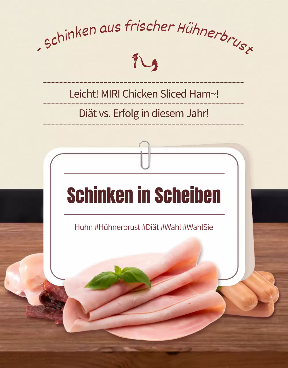 Förderung einer einfachen Ernährung Hühnerbrust in braun und beige