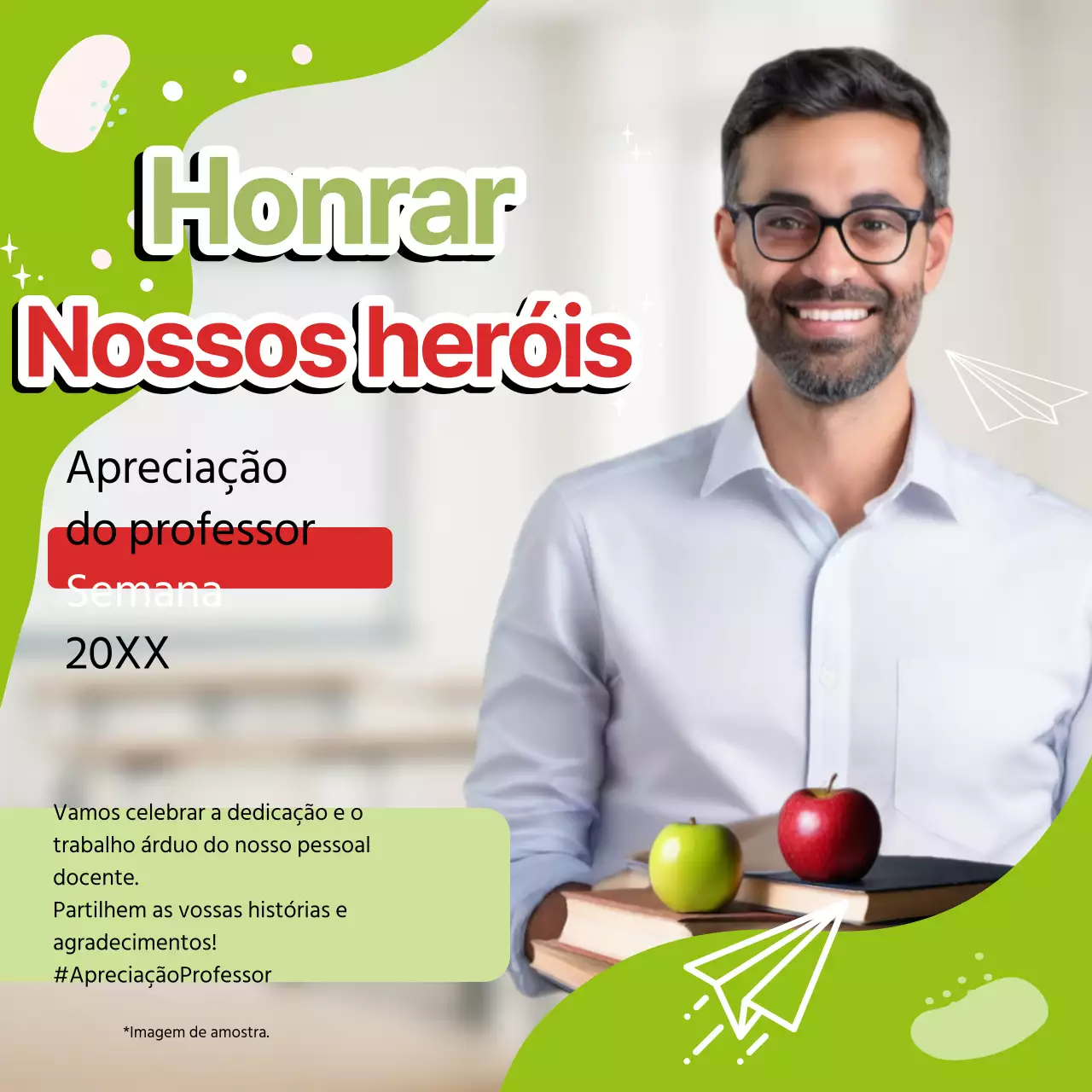 Publicidade de valorização do dia do professor em lima e vermelho