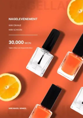 Promoot een moderne nagelkleur van de maand in oranje en wit