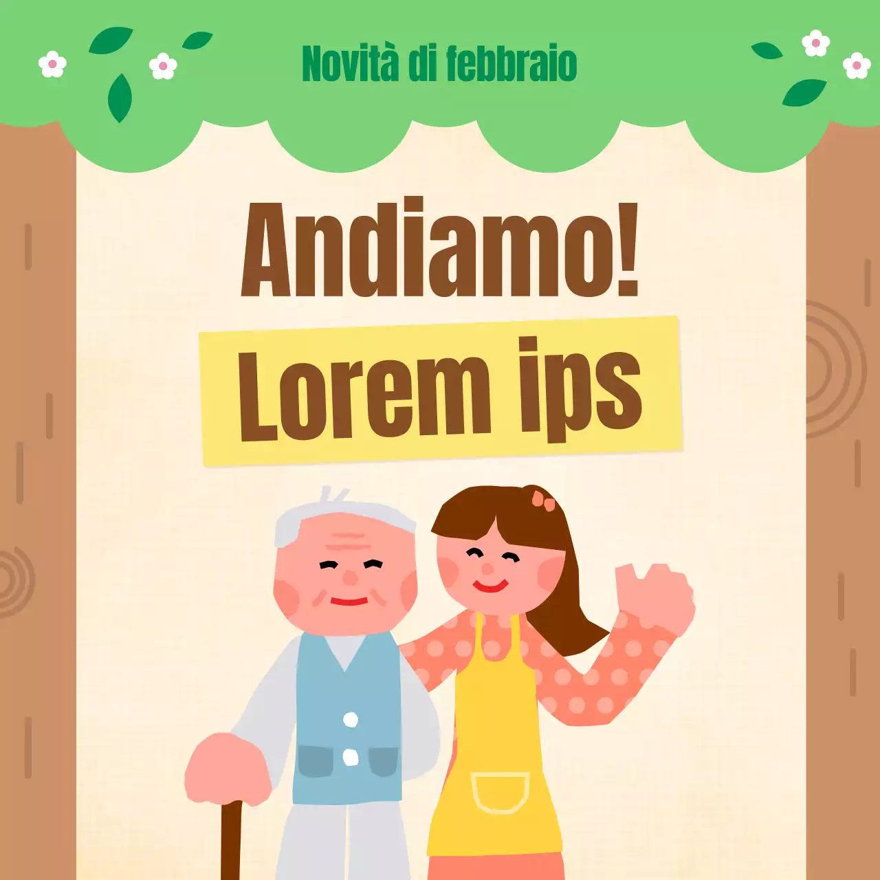 Newsletter minimalista per il settore pubblico in chartreuse e marrone