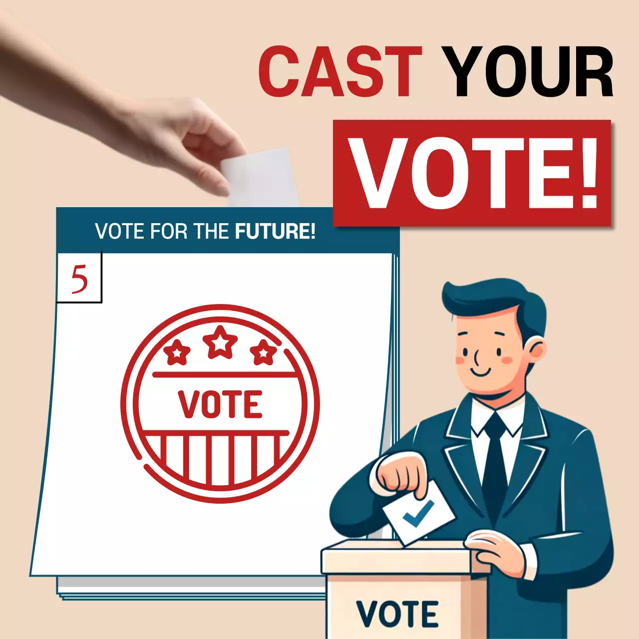 Red Modern Voting Announcement Social Media Post