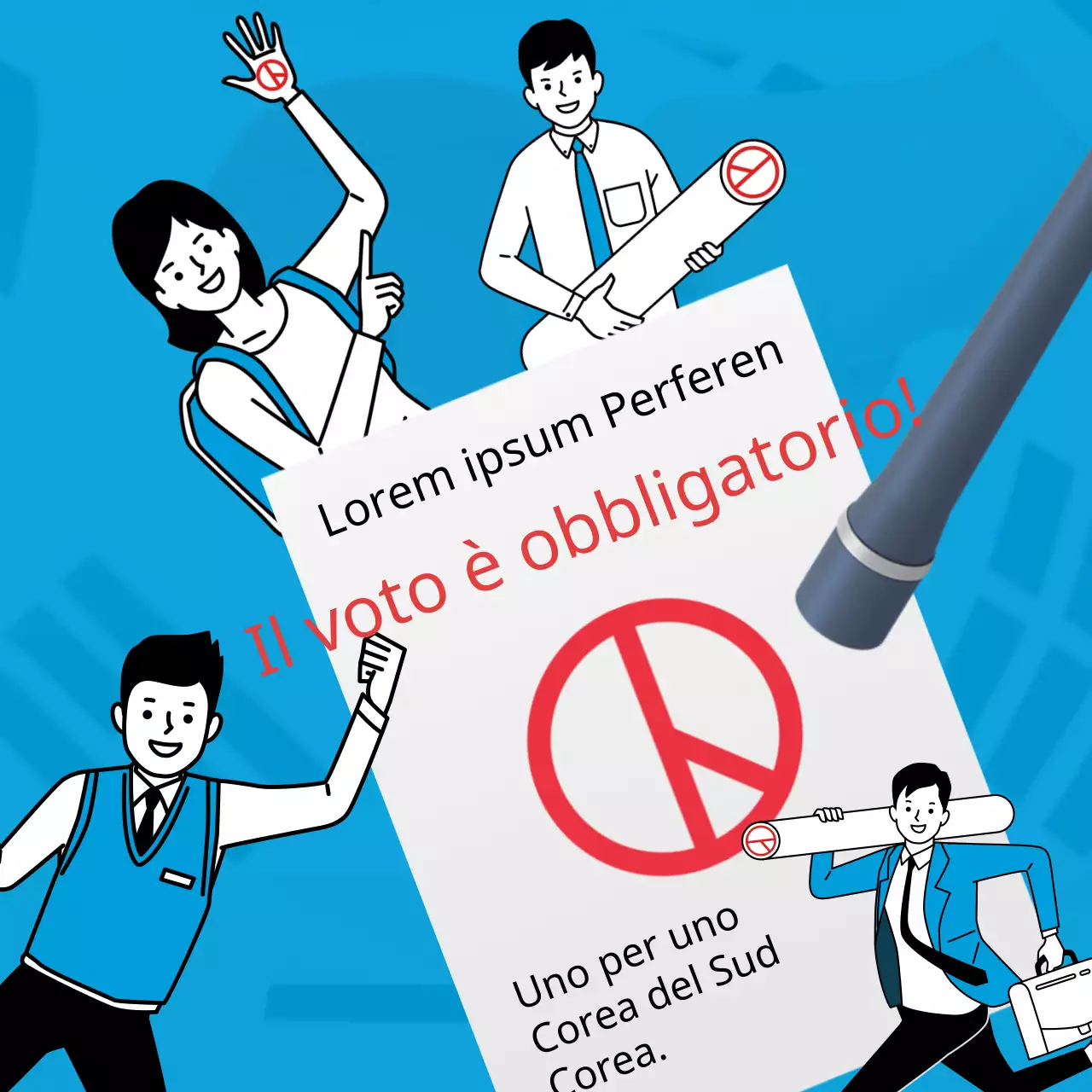Annuncio elettorale con accenti rossi e azzurri
