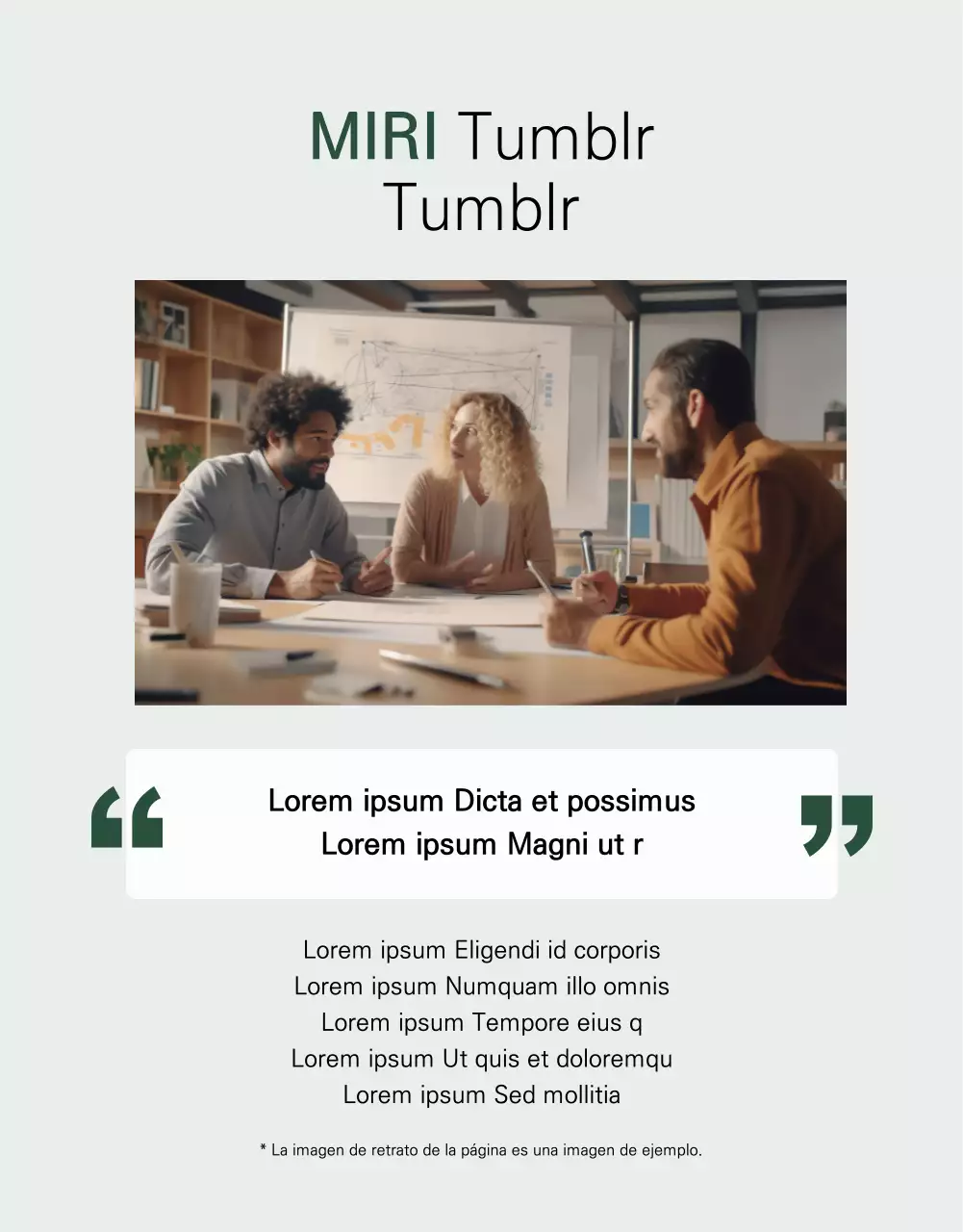 Un anuncio Tumblr minimalista en blanco y verde