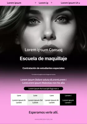 Anuncio de una conferencia especial sobre maquillaje sencillo en rosa y negro