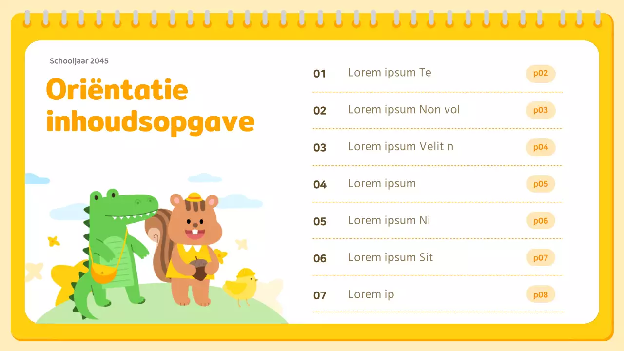 Gele en oranje voorschoolse oriëntatiepresentatie