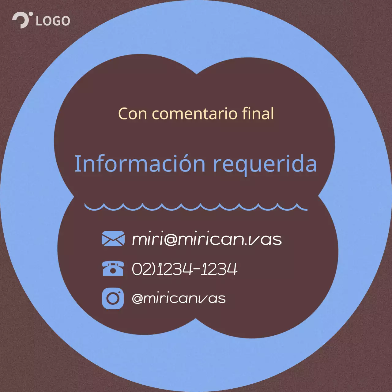 Descripción del fondo minimalista azul claro y marrón a mano alzada