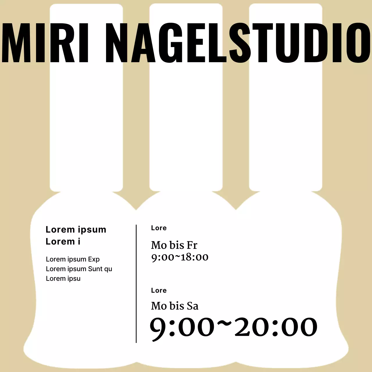 Die einfache Ankündigung der Öffnungszeiten von Beige