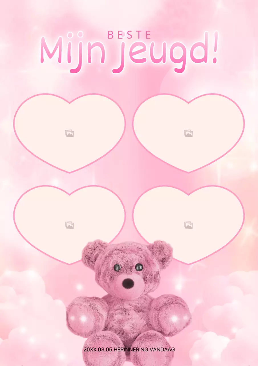 Plaats een foto van een trendy teddybeer-kapsel in roze en wit