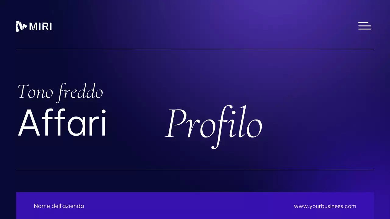 Materiali moderni e professionali per il profilo aziendale in viola e bianco