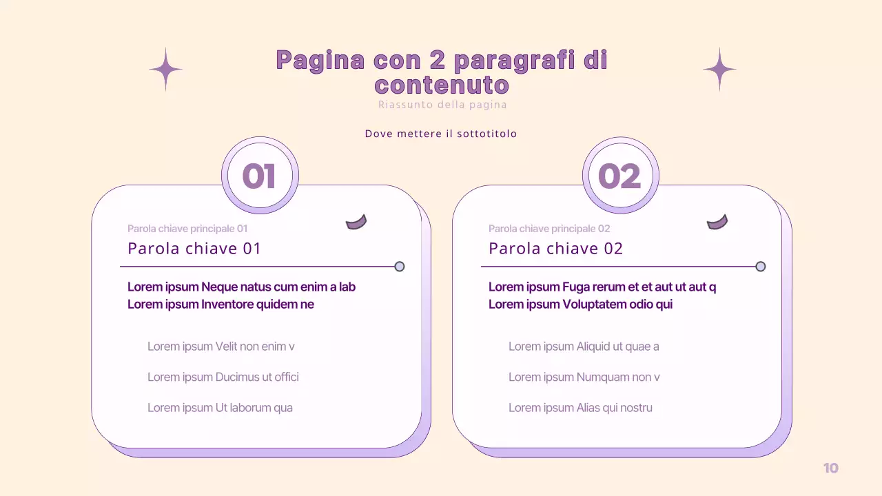 Una semplice presentazione PM in giallo e viola