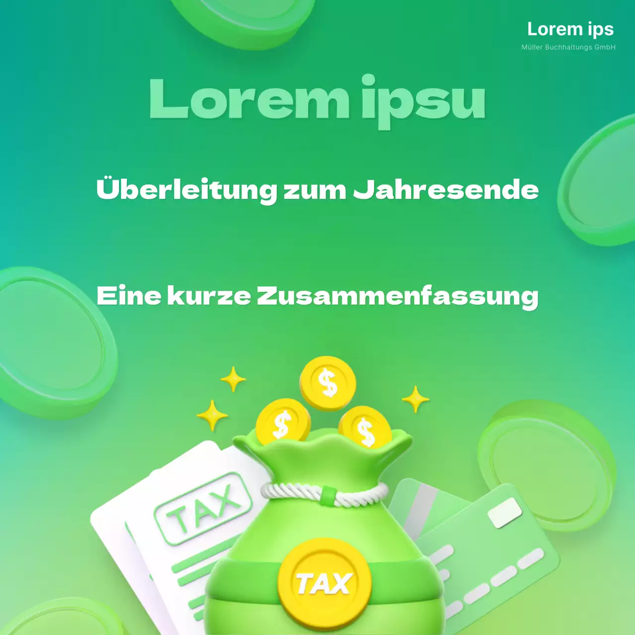 Moderne Buchhaltungserklärung zum Jahresende mit grünem Hintergrund