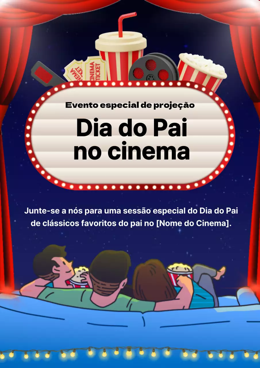 Publicidade do filme azul e vermelho retro do Dia do Pai