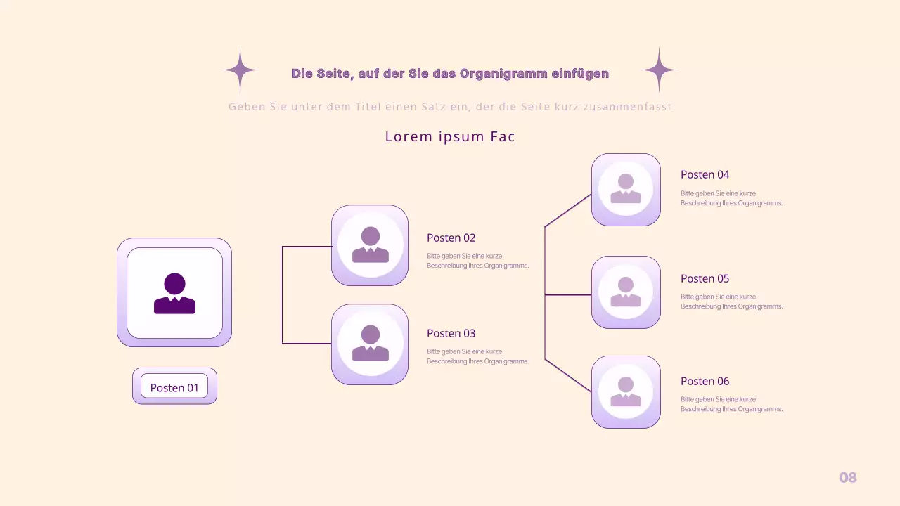Eine einfache PM-Präsentation in Gelb und Lila