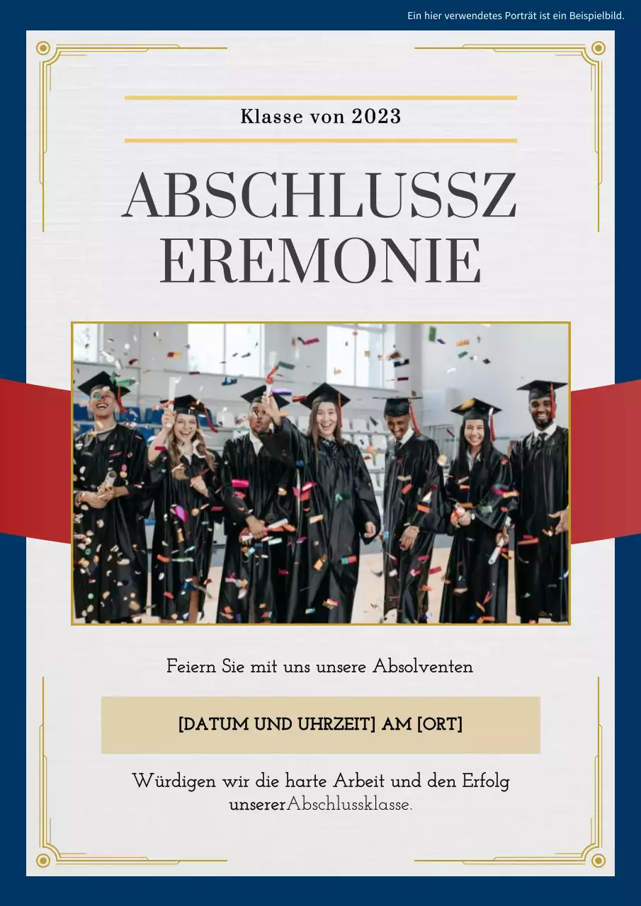 Weiß und Blau Klassisch Graduation Ceremony Einladung