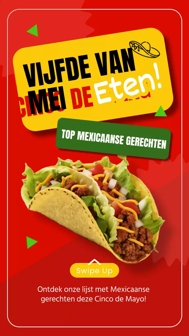 Rood en geel vet Cinco de Mayo eet reclame