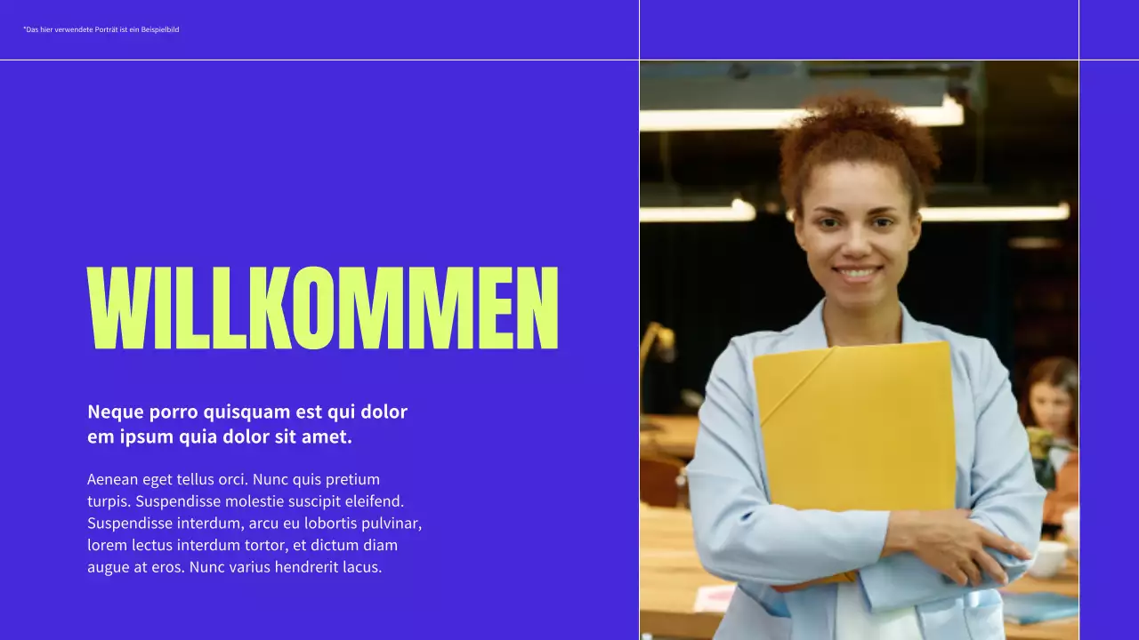 Blaues und neonfarbenes modernes Business-Profilmaterial