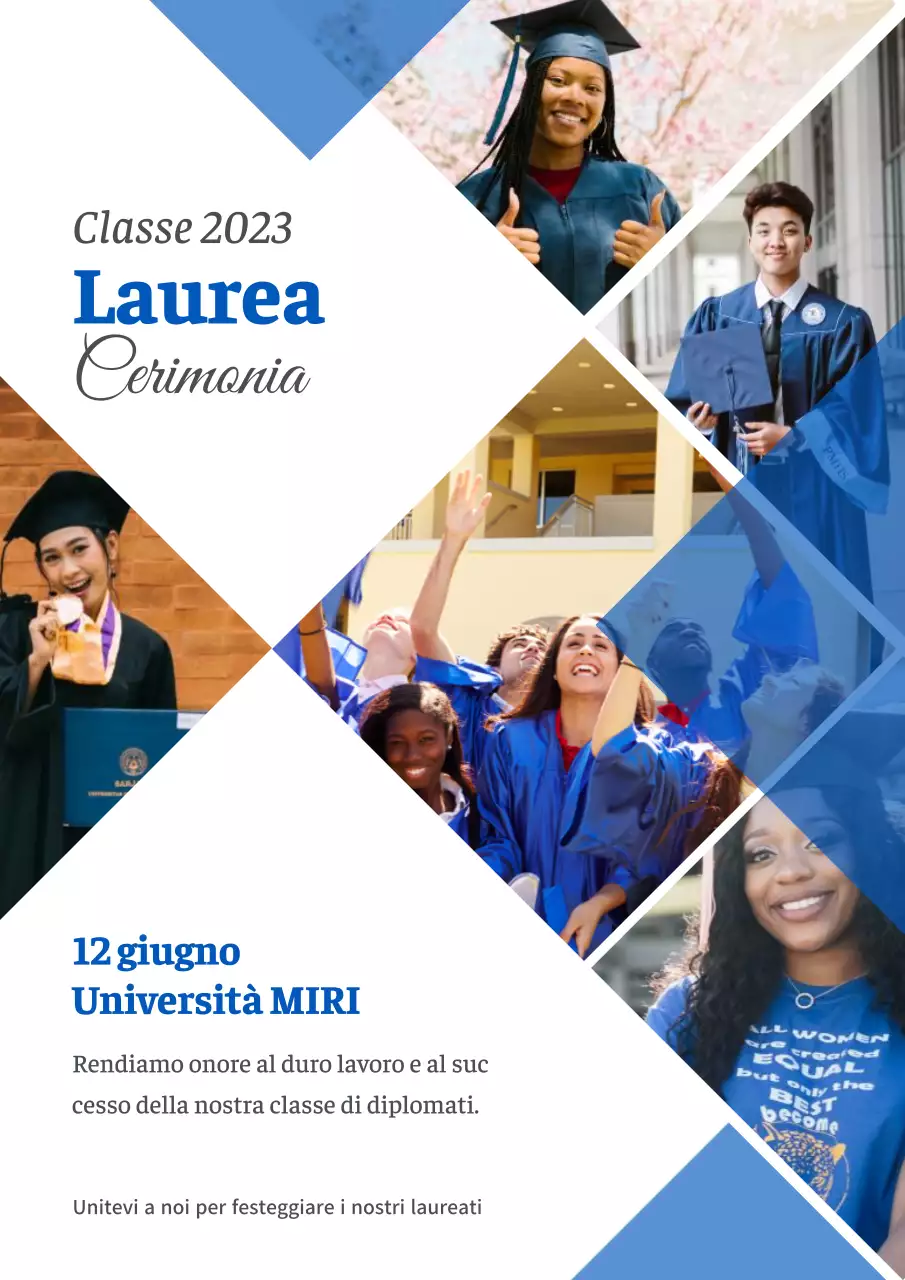 Promuovere un'università blu e moderna e l'accoglienza delle matricole con foto di studenti