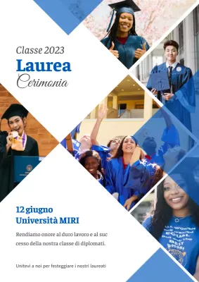 Promuovere un'università blu e moderna e l'accoglienza delle matricole con foto di studenti