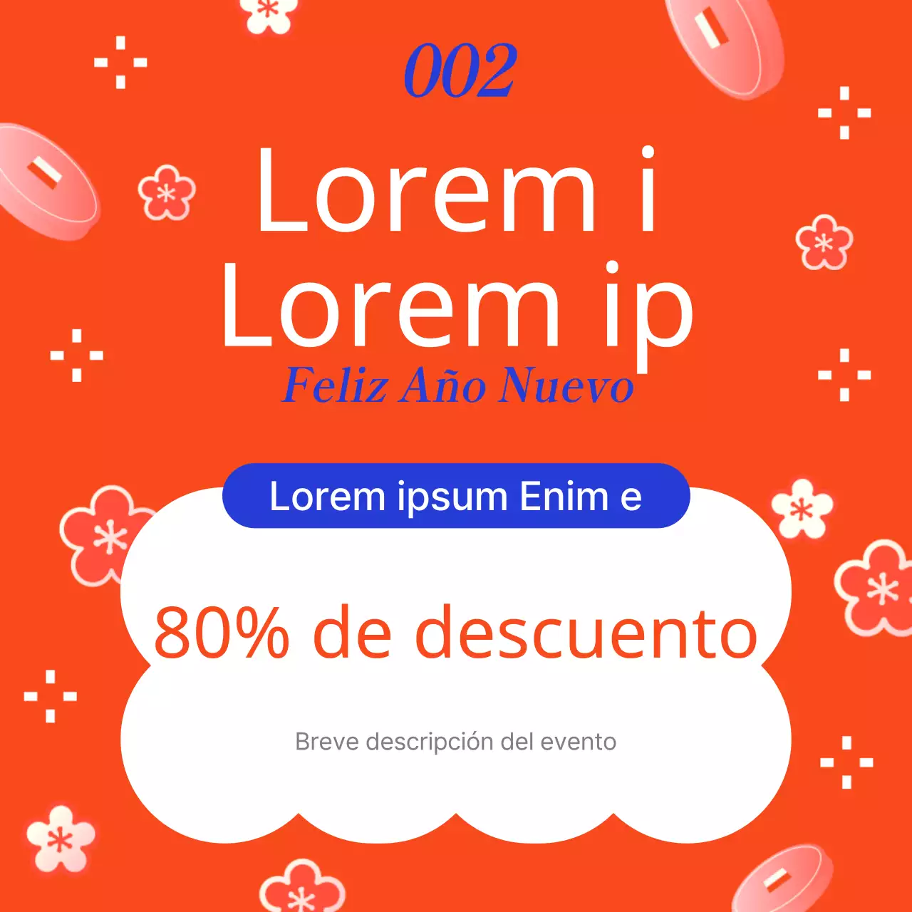 Promueva una plantilla de fiesta oriental en rojo y azul