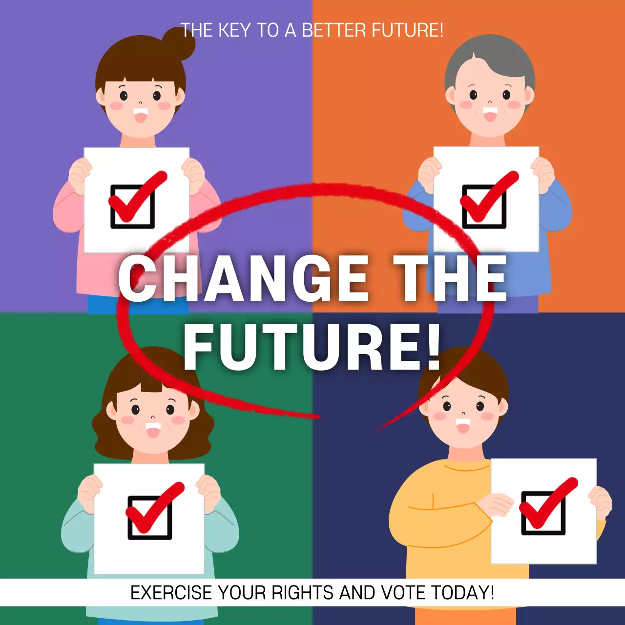 Colorful Simple Voting Promotion Social Media Post