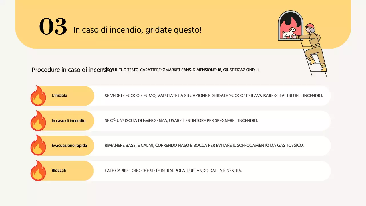 Materiale di formazione sulla sicurezza antincendio semplice e giallo