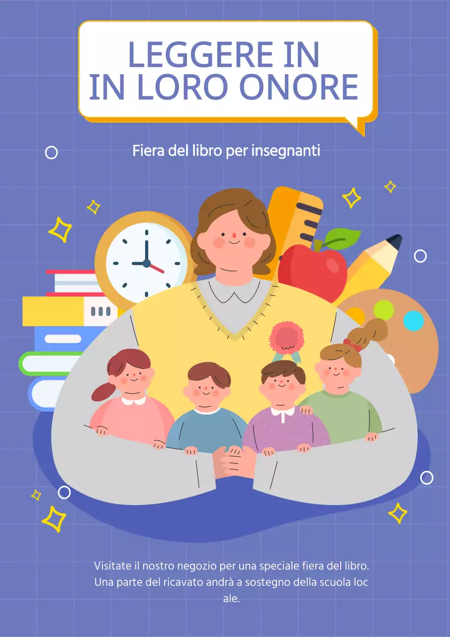 Lilla e bianco Incantevole evento di lettura per la Giornata degli Insegnanti Pubblicità