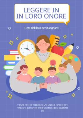 Lilla e bianco Incantevole evento di lettura per la Giornata degli Insegnanti Pubblicità